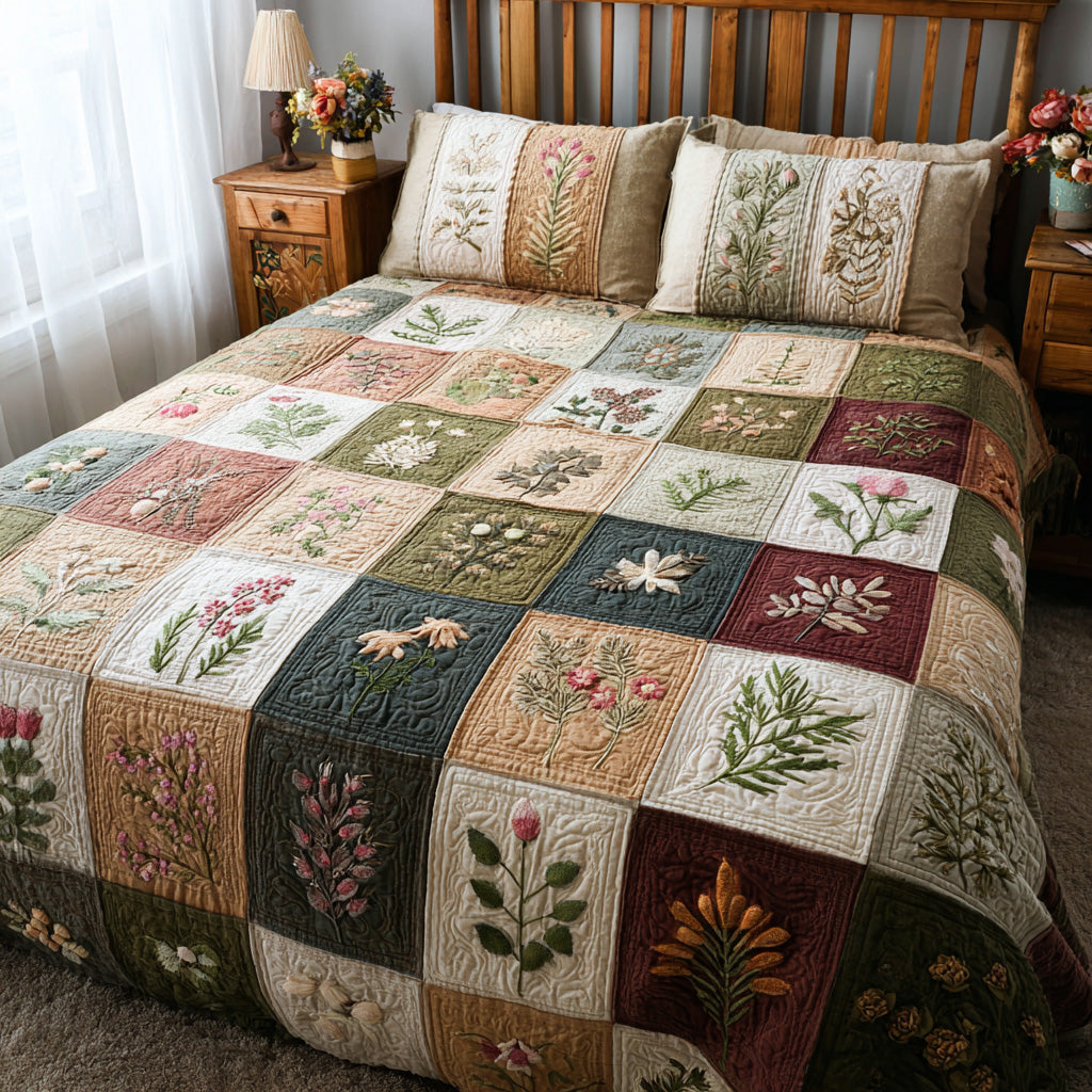 Vintage Meadow 3-Piece Quilted Bedding Set NCU0VL3235