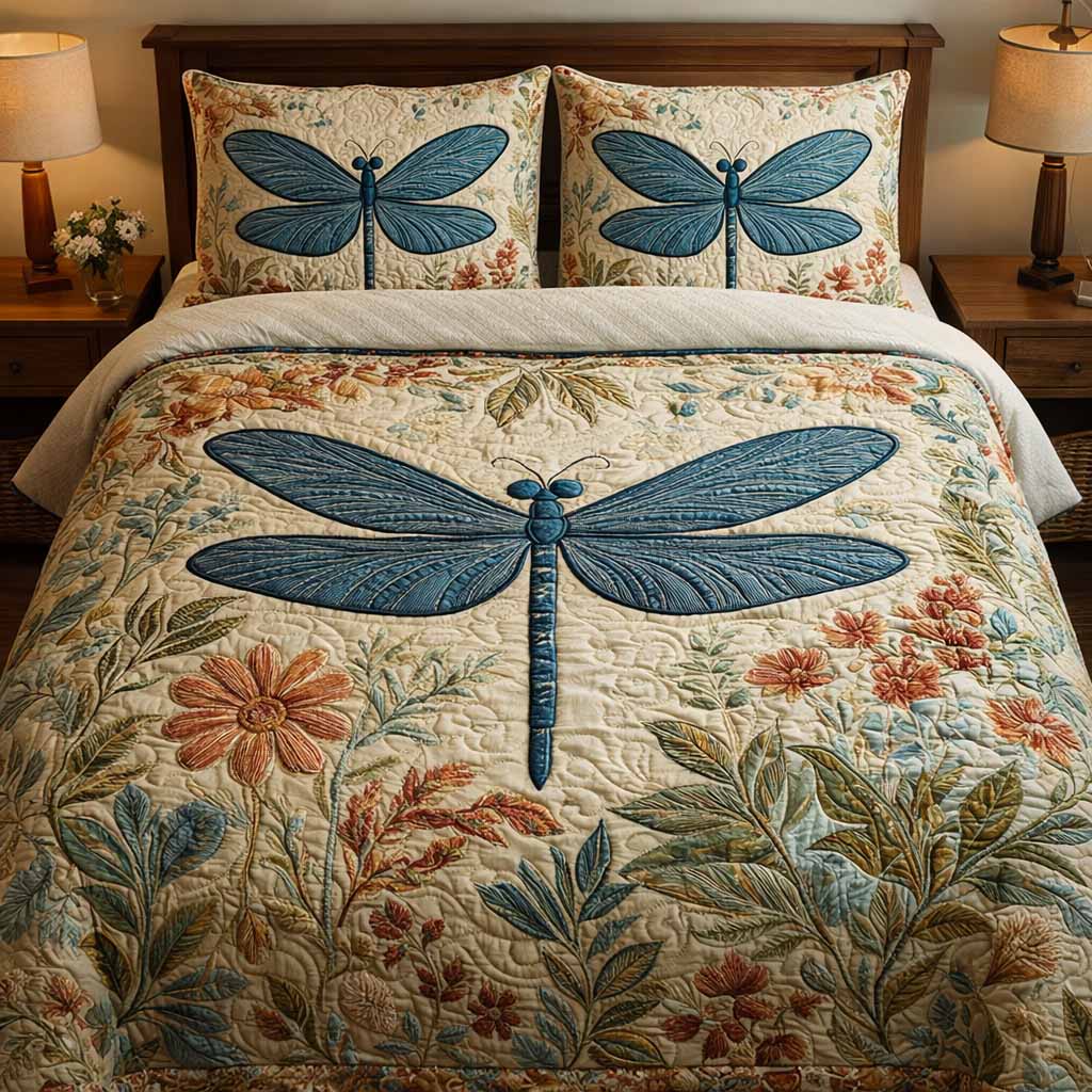Vintage Mist 3-Piece Quilted Bedding Set NCU0XD2476