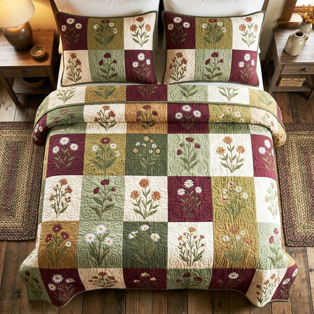 Vintage Patch Meadow 3-Piece Quilted Bedding Set NCU0TV1677