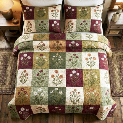 Vintage Patch Meadow 3-Piece Quilted Bedding Set NCU0TV1677