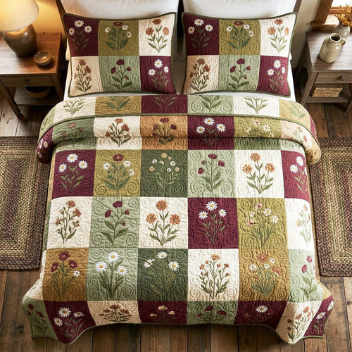Vintage Patch Meadow 3-Piece Quilted Bedding Set NCU0TV1677