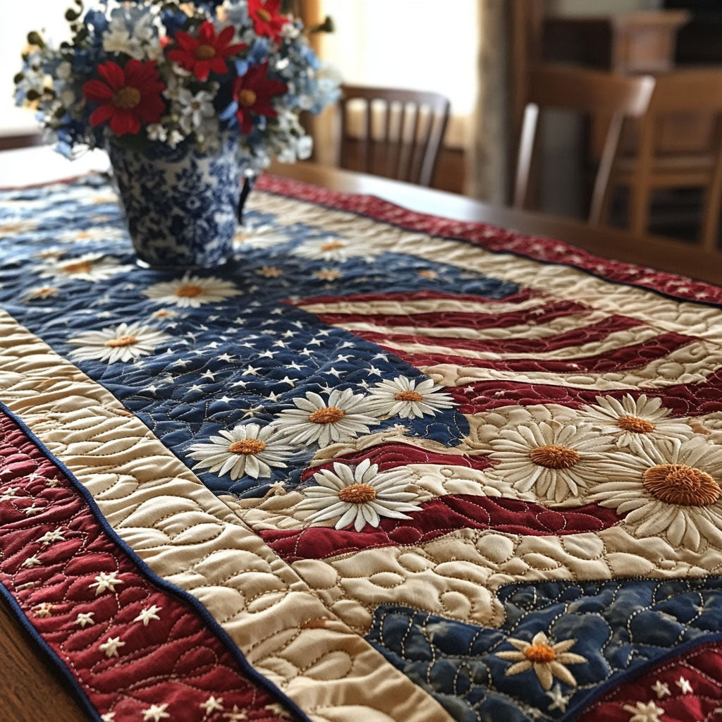 Vintage Patriotism Quilted Table Runner NCU0PT4850