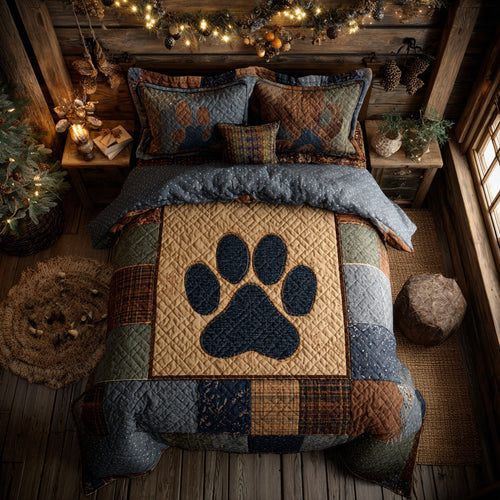 Vintage Paw 3-Piece Quilted Bedding Set NCU0HH1535