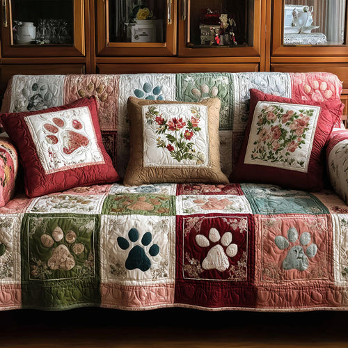 Vintage Paw Quilted Sofa Cover NCU0PT10997