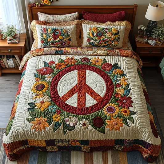 Vintage Peace 3-Piece Quilted Bedding Set NCU0DV4760