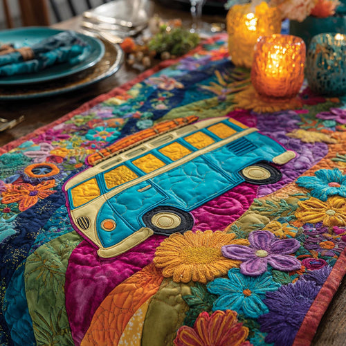 Vintage Peace Quilted Table Runner NCU0DV9184