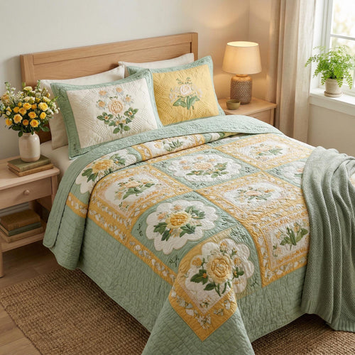 Vintage Petals 3-Piece Quilted Bedding Set NCU0TD2522