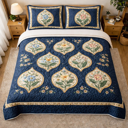 Vintage Petals 3-Piece Quilted Bedding Set NCU0TV1681