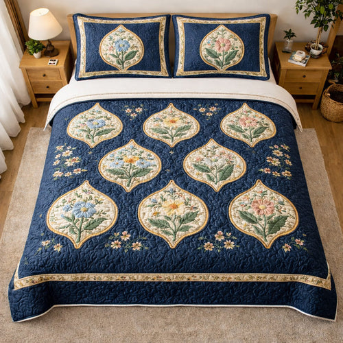 Vintage Petals 3-Piece Quilted Bedding Set NCU0TV1681