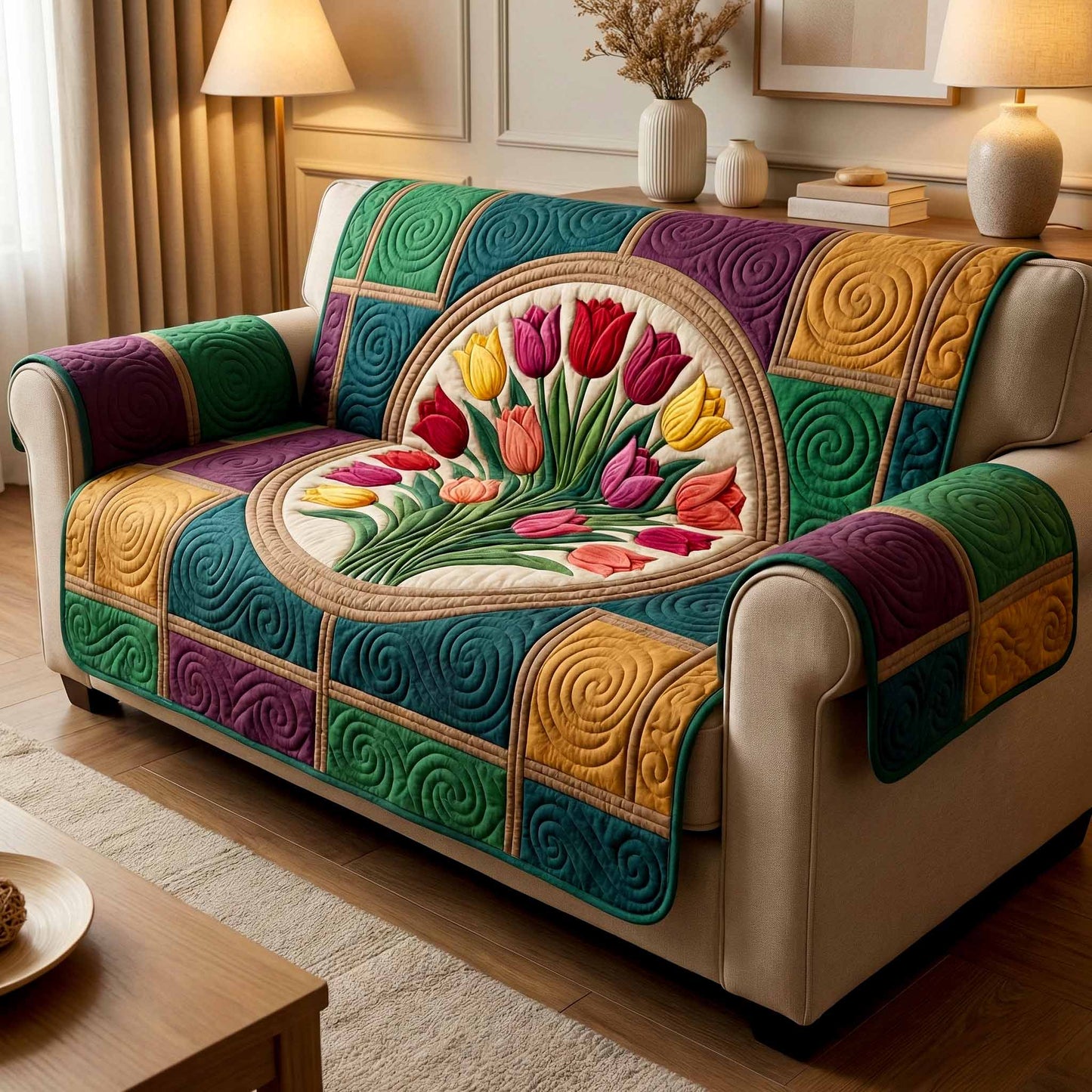 Vintage Petals Quilted Sofa Cover NCU0XD2448