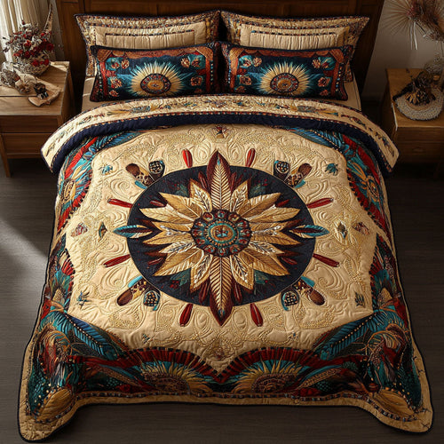 Vintage Plume Art 3-Piece Quilted Bedding Set NCU0PT3836