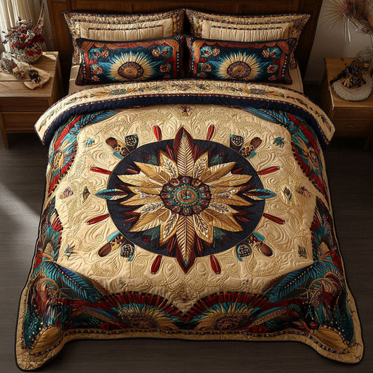 Vintage Plume Art 3-Piece Quilted Bedding Set NCU0PT3836