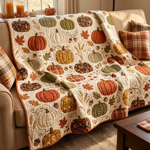 Vintage Pumpkin Vines Quilted Blanket NCU0XD2906