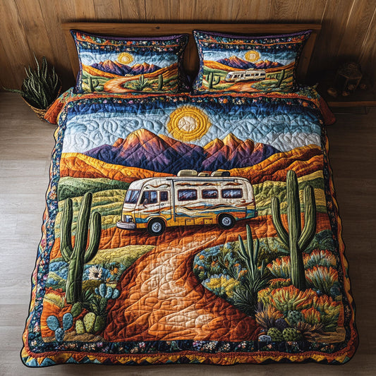 Vintage Roadtrip 3-Piece Quilted Bedding Set NCU0PT6096