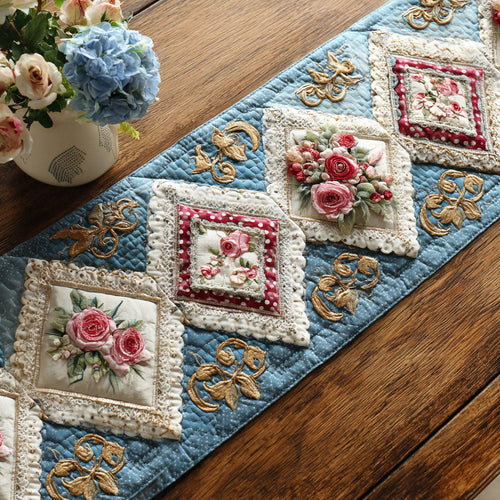 Vintage Rose Meadow Quilted Table Runner NCU0PT11242