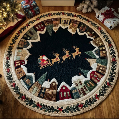 Vintage Santa Ride Quilted Round Mat NCU0TV338