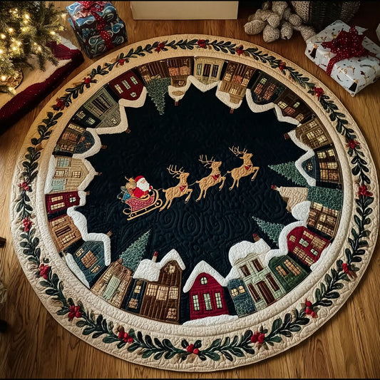 Vintage Santa Ride Quilted Round Mat NCU0TV338