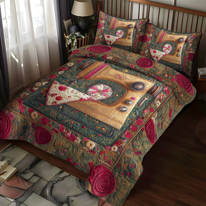 Vintage Sewing Haven 3-Piece Quilted Bedding Set NCU0TL2146