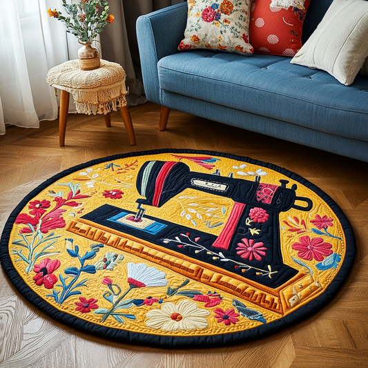 Vintage Sewing Machine Quilted Round Mat NCU0DK7842