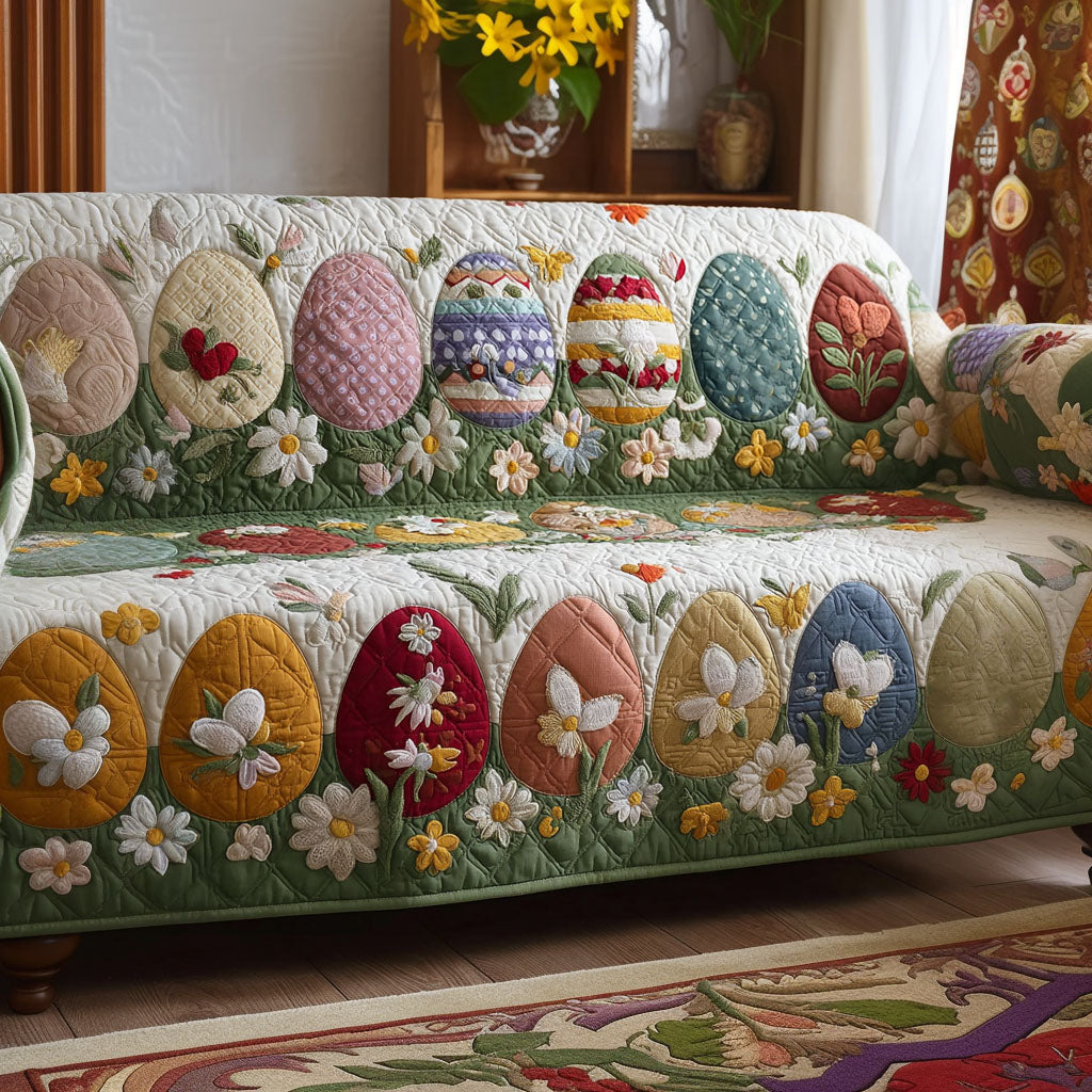 Vintage Springtime Bunnies Quilted Sofa Cover NCU0PT11425