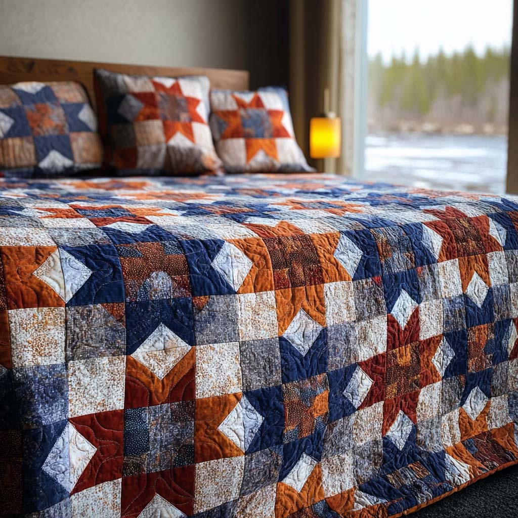 Vintage Starfire 3-Piece Quilted Bedding Set NCU0NT11434