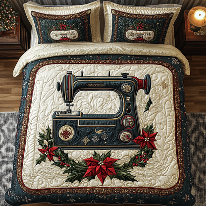 Vintage Stitch 3-Piece Quilted Bedding Set NCU0TL2121