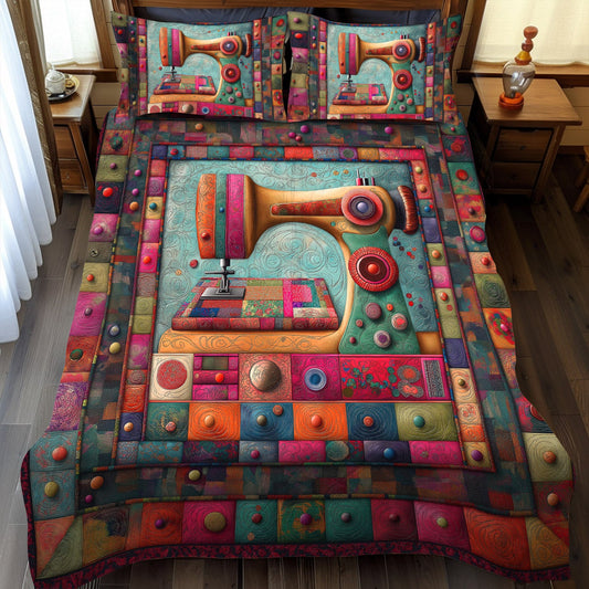 Vintage Stitch 3-Piece Quilted Bedding Set NCU0TL2148