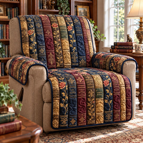 Vintage Storybook Spines Quilted Sofa Cover NCU0DV10338