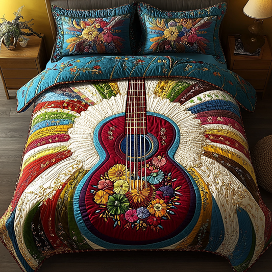 Vintage Strings 3-Piece Quilted Bedding Set NCU0VL1243