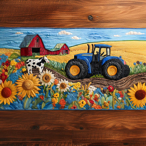 Vintage Tractor Journey Quilted Table Runner NCU0NT6305