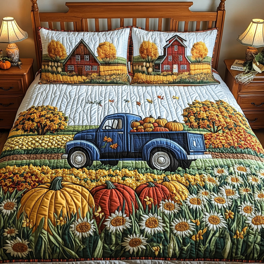 Vintage Truck 3-Piece Quilted Bedding Set NCU0DK9165