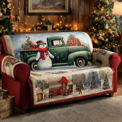 Vintage Truck Snowman Quilted Sofa Cover NCU0XD2086