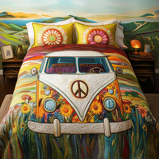 Vintage Van Voyage 3-Piece Quilted Bedding Set NCU0PT5448