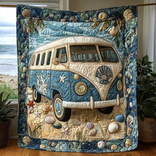 Vintage Van Voyage Quilted Blanket NCU0DV2873