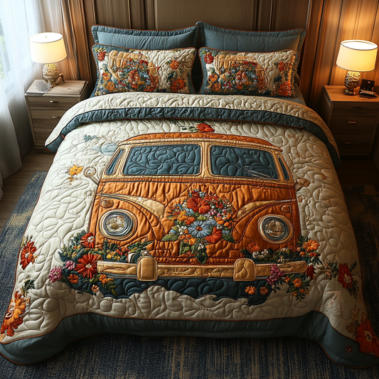Vintage Wanderer 3-Piece Quilted Bedding Set NCU0DV5816