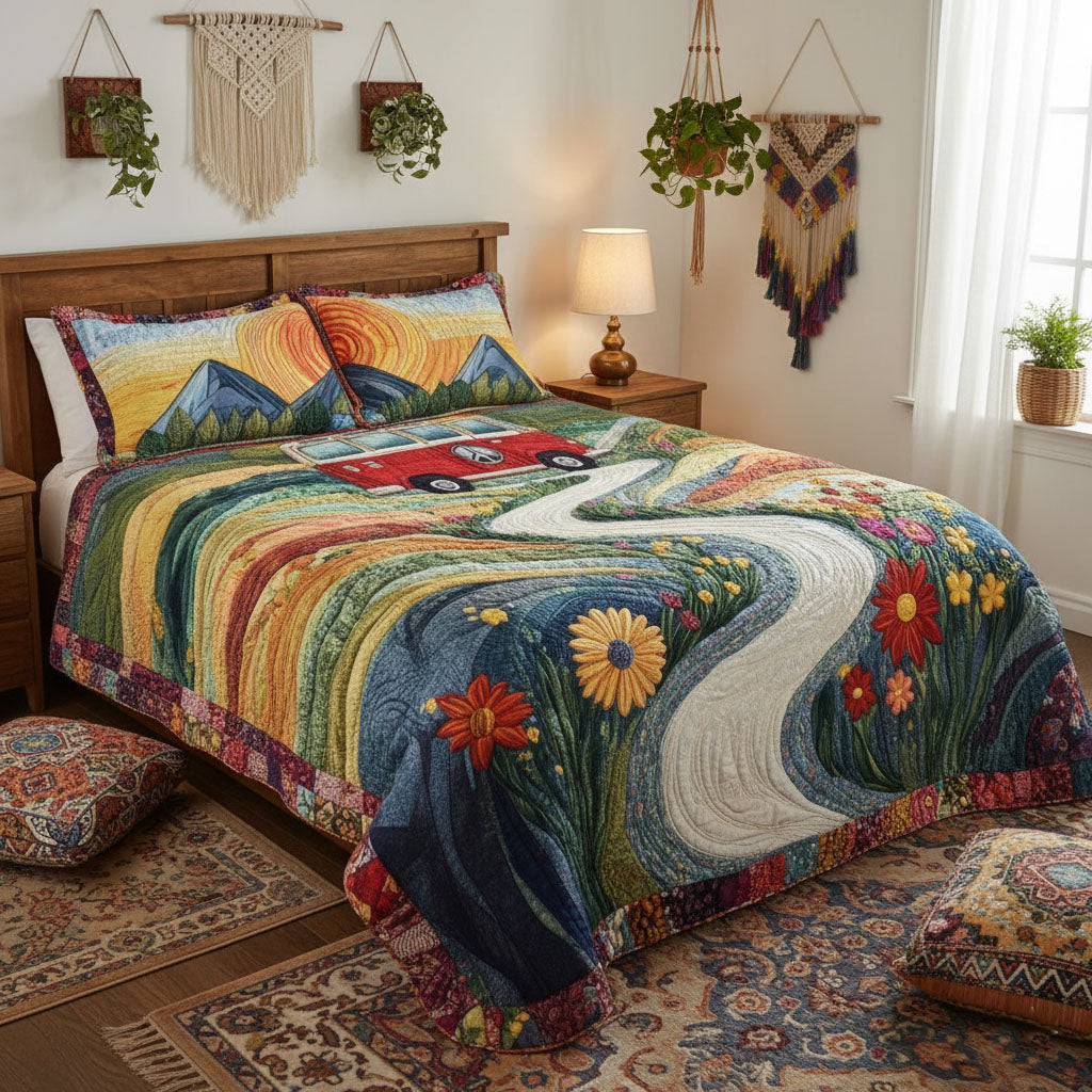 Vintage Wanderlust 3-Piece Quilted Bedding Set NCU0PT3731