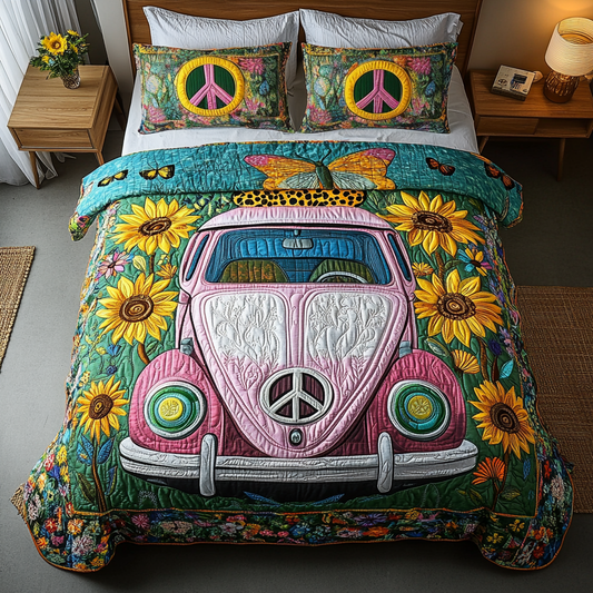 Vintage Wheels 3-Piece Quilted Bedding Set NCU0DK7898