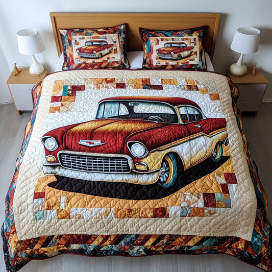 Vintage Wheels 3-Piece Quilted Bedding Set NCU0PT5491