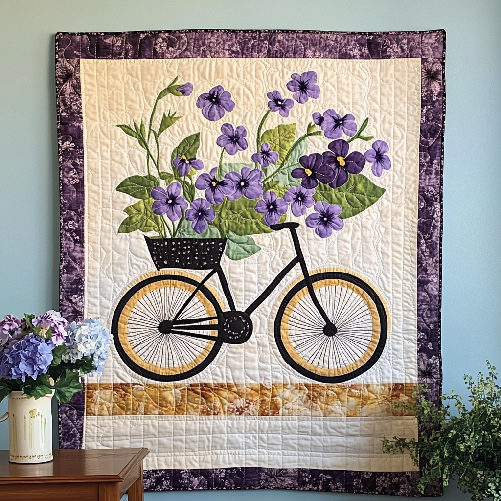 Vintage Wheels Art Quilt Hanging NCU0TL1007