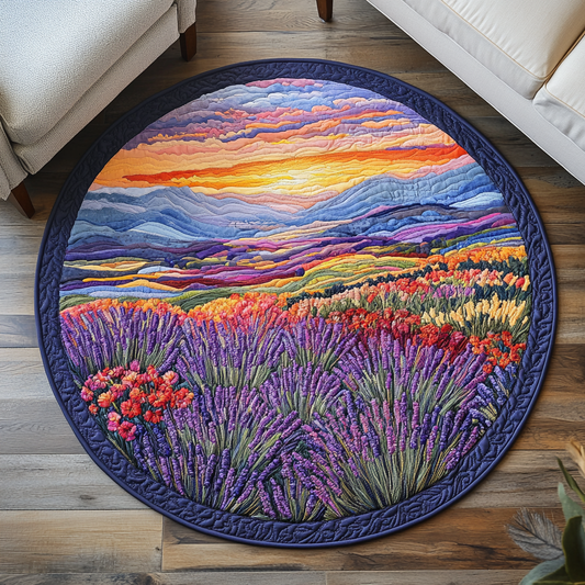 Violet Bloom Quilted Round Mat NCU0DK6943