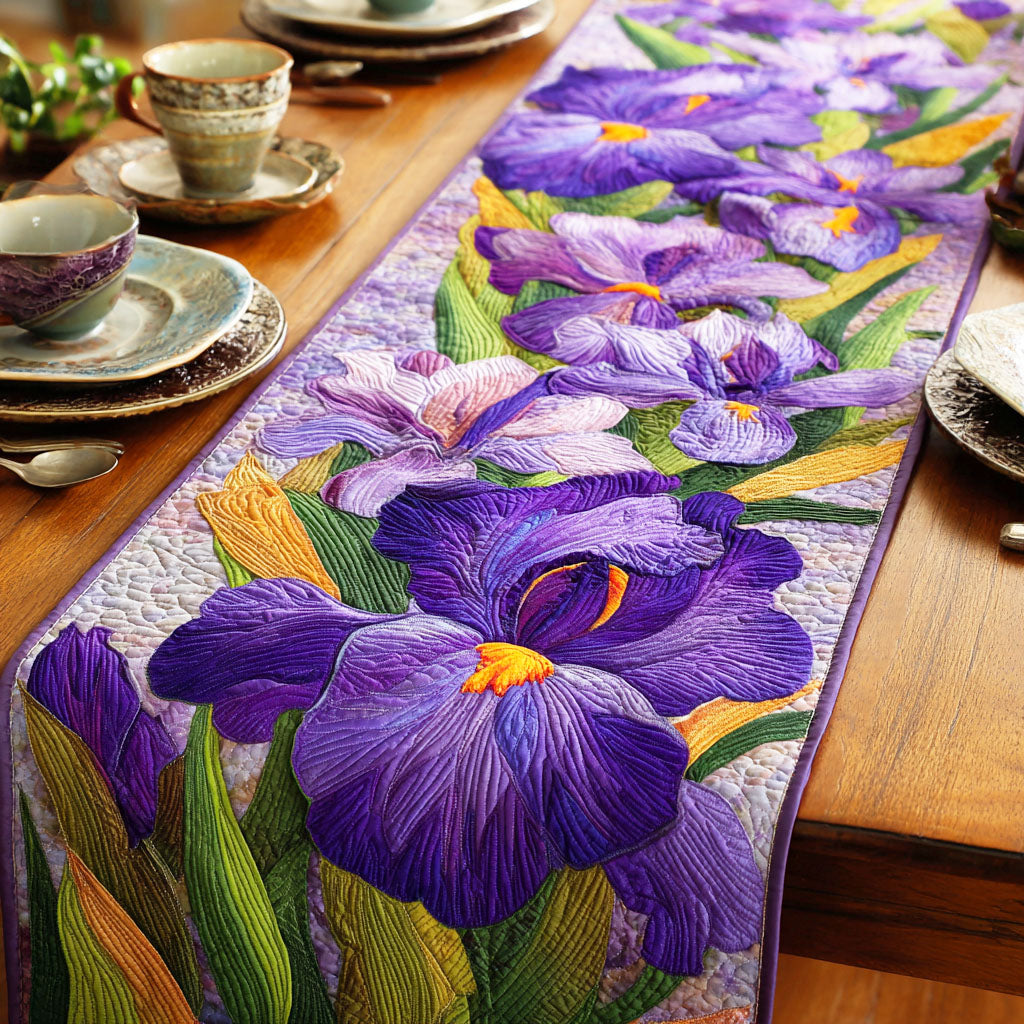 Violet Blossom Whisper Quilted Table Runner NCU0TD703