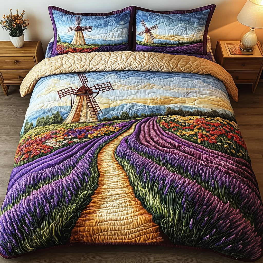 Violet Breeze 3-Piece Quilted Bedding Set NCU0VL2473