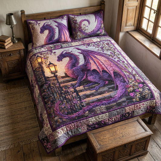 Violet Dragon 3-Piece Quilted Bedding Set NCU0NT12672