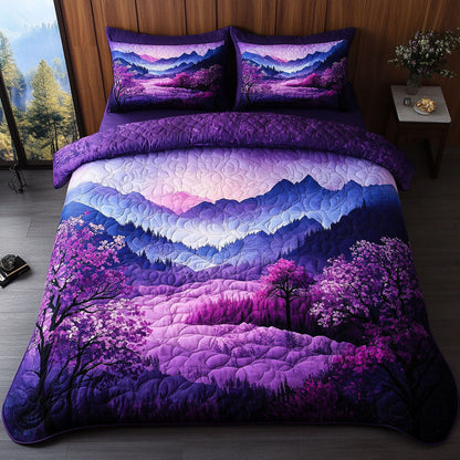 Violet Dreamscape 3-Piece Quilted Bedding Set NCU0PT7157