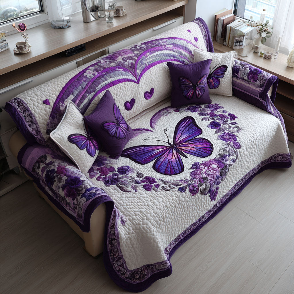Violet Flutter Quilted Sofa Cover NCU0PT10952
