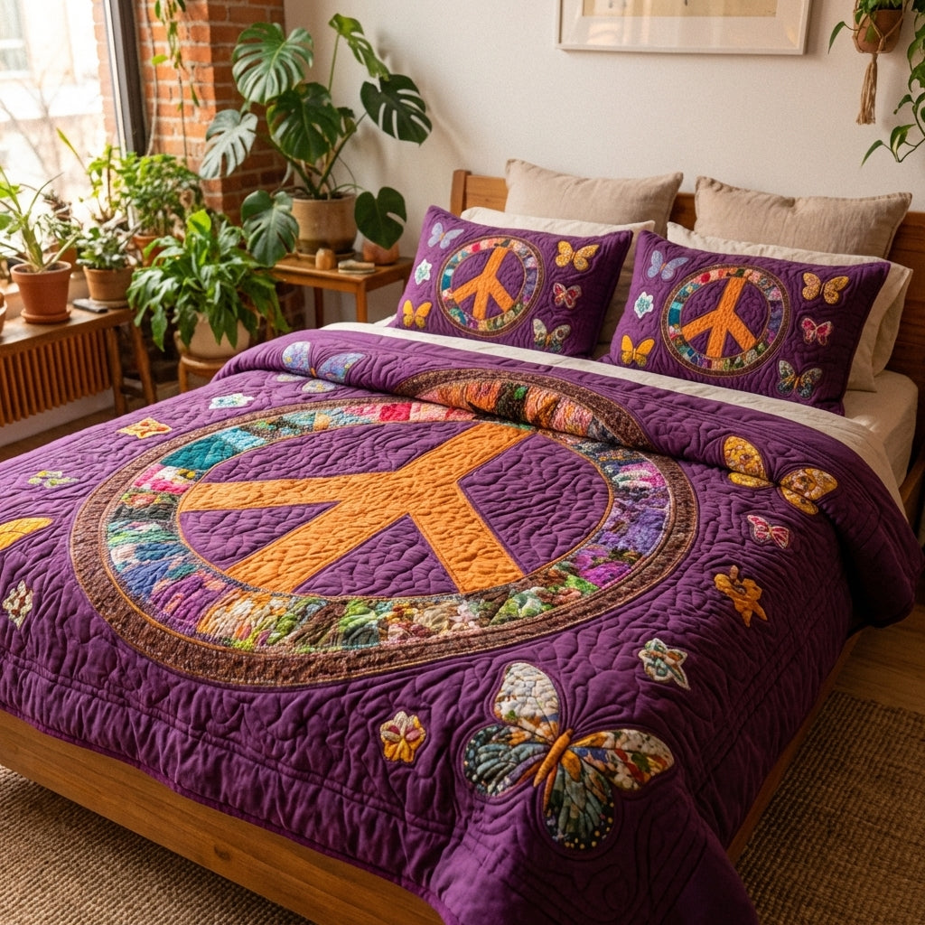Violet Harmony 3-Piece Quilted Bedding Set NCU0XD2667