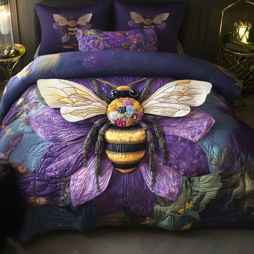 Violet Nectar 3-Piece Quilted Bedding Set NCU0NT5026
