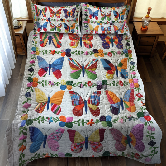 Vivid Butterflies 3-Piece Quilted Bedding Set NCU0VL047