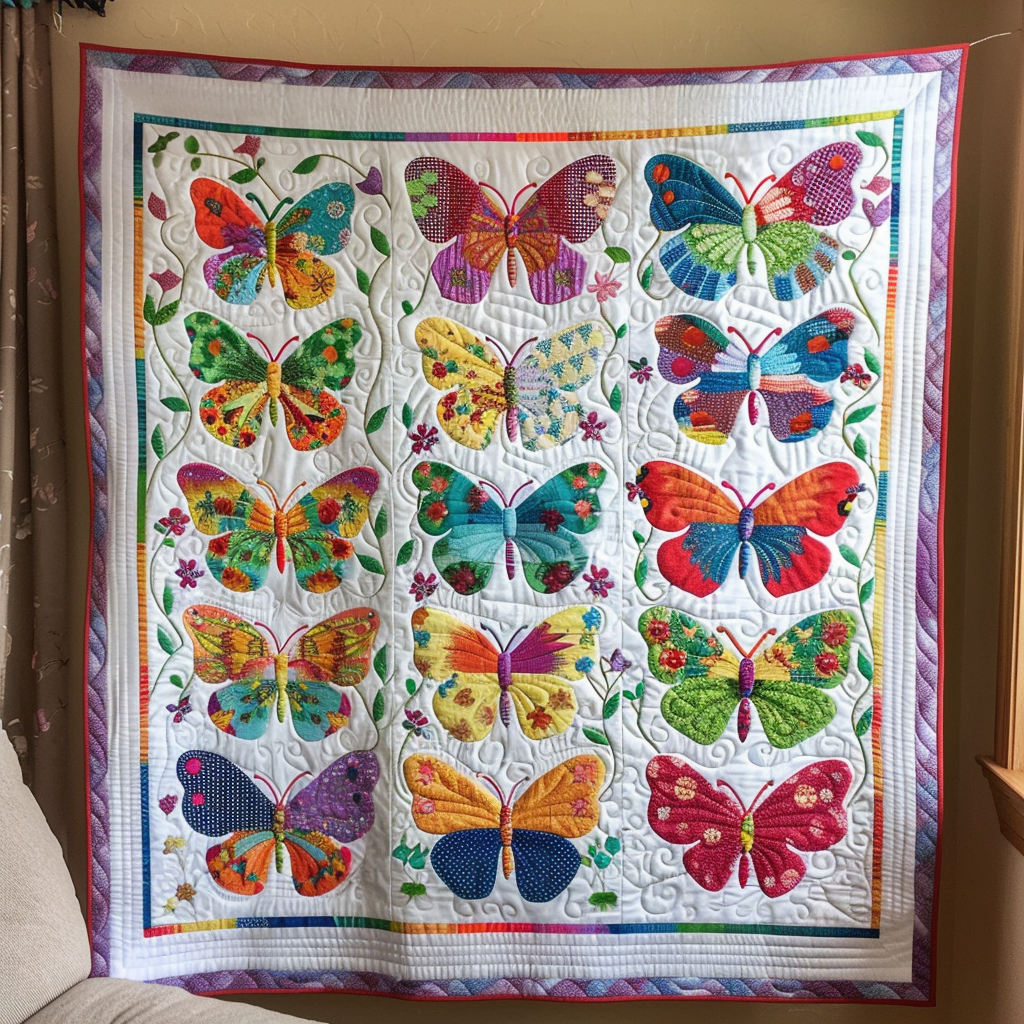 Vivid Butterflies Quilted Blanket NCU0VL023