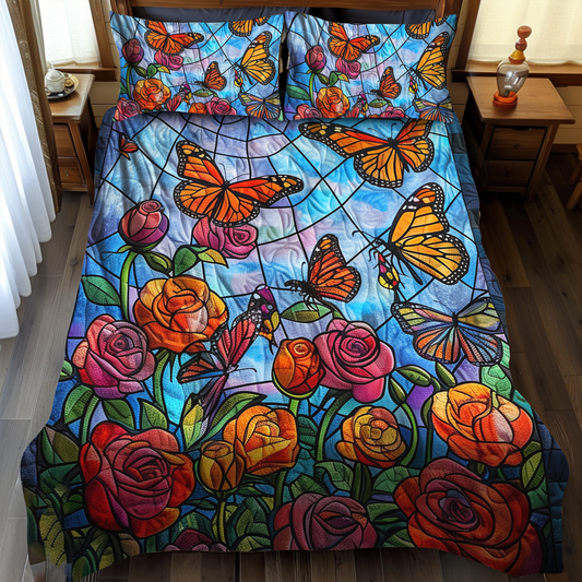 Vivid Monarch Butterflies 3-Piece Quilted Bedding Set NCU0VL032